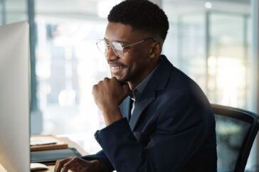 A man working at a computer