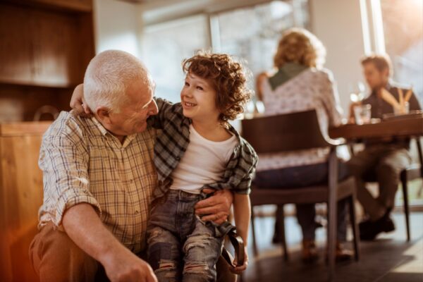 granded hugging grandson