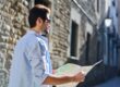 A man following a map
