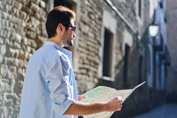 A man following a map