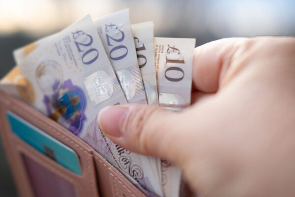 wallet with notes in