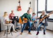 a group of people playing instruments