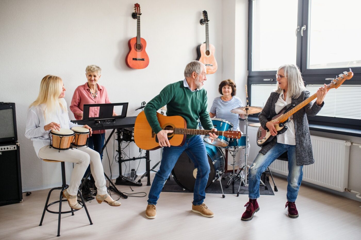 a group of people playing instruments