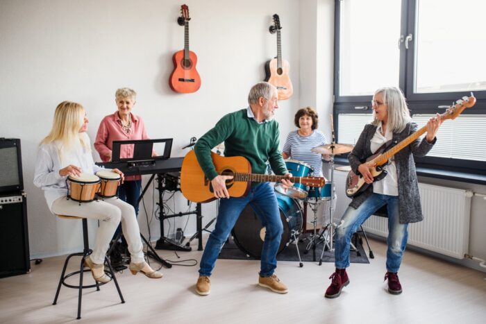 a group of people playing instruments